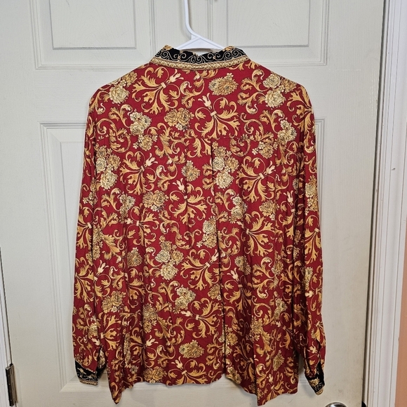 Vintage Button Down Ballon Sleeve Floral Old Money Blouse - Picture 2 of 5